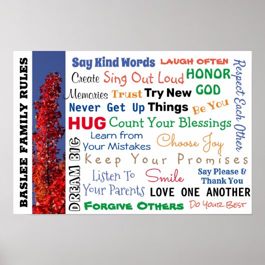 お客様の家族の名前ファミリールールアートサイン ポスター (正面)