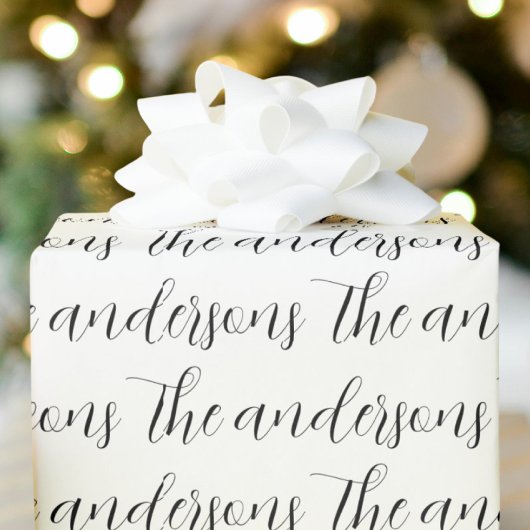 お客様の家族の名前（白黒） ラッピングペーパー