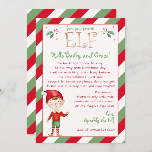 お客様の小妖精や小人からの手紙こんにちは 招待状 (正面/裏面)