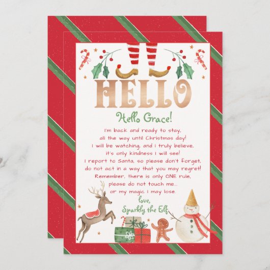 お客様の小妖精や小人からのHello Letter Personalize 招待状 (正面/裏面)