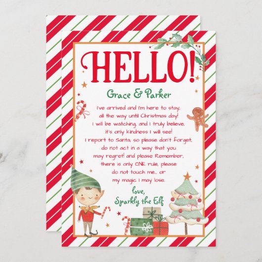 お客様の小妖精や小人レターからのHello Letter 招待状 (正面/裏面)