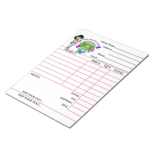 お客様の巧妙な請求書メモ帳 ノートパッド (アングル)