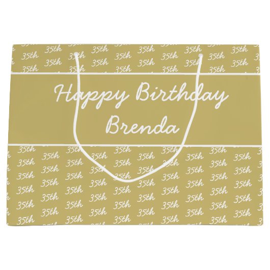 お客様の年齢番号パターン – 金ゴールドと白 ラージペーパーバッグ (正面)