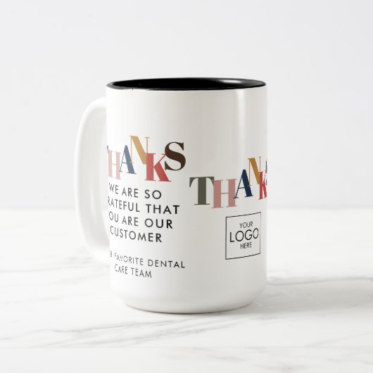 お客様の従業員の会社ロゴビジネスありがとうございました ツートーンマグカップ (正面左)