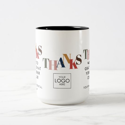 お客様の従業員の会社ロゴビジネスありがとうございました ツートーンマグカップ (中央)
