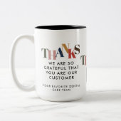 お客様の従業員の会社ロゴビジネスありがとうございました ツートーンマグカップ (左)