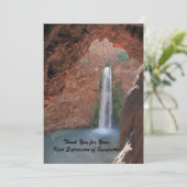 お客様の悔やみや弔慰、ウォーターフォールのノートカードに感謝 サンキューカード (スタンド正面)