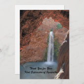 お客様の悔やみや弔慰、ウォーターフォールのノートカードに感謝 サンキューカード (正面/裏面)