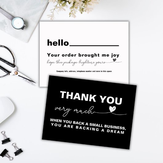 お客様の感謝ブラックノートハート