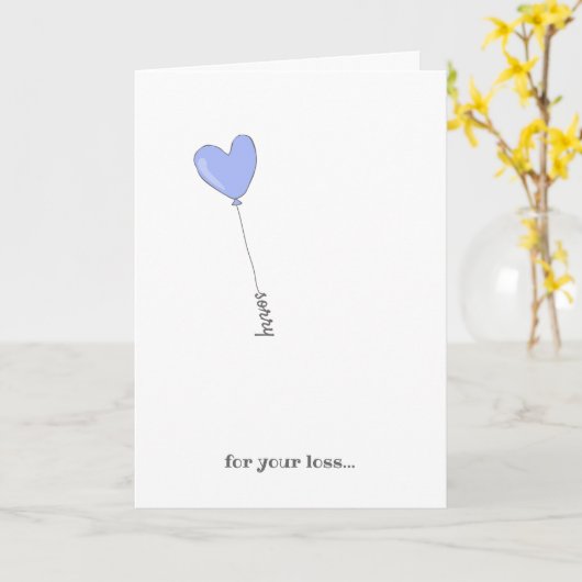 お客様の損失をお詫び – 甘い薄紫バルーン悔やみや弔慰 カード (黄色い花)