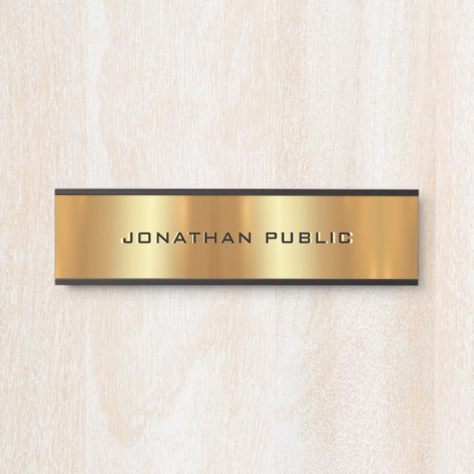 お客様の文字名ブラック&金ゴールドエレガントモダン サインプレート (正面)