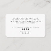 お客様の日のビジネス感謝の割引カード エンクロージャーカード (裏面)