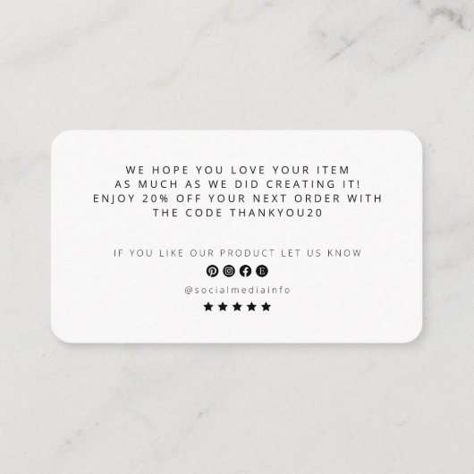 お客様の日のビジネス感謝の割引カード エンクロージャーカード (裏面)