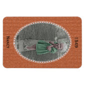 お客様の楕円形の写真名,日付 – オレンジ色のニットパターン マグネット (横)