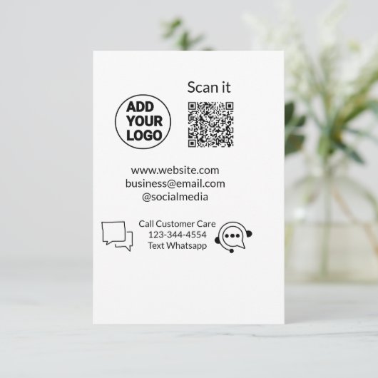 お客様の気に文字whatsapp Q Rコードビジネスに電話 サンキューカード (スタンド正面)