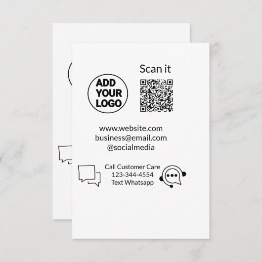 お客様の気に文字whatsapp Q Rコードビジネスに電話 サンキューカード (正面/裏面)