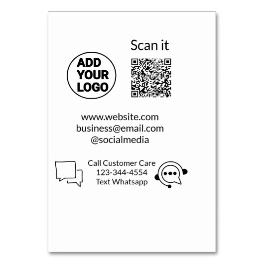 お客様の気に文字whatsapp Q Rコードビジネスに電話 テーブルナンバー (正面)