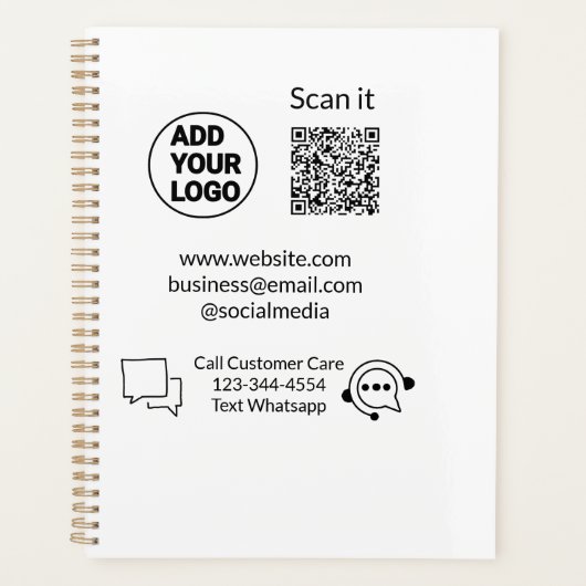 お客様の気に文字whatsapp Q Rコードビジネスに電話 プランナー手帳 (正面)