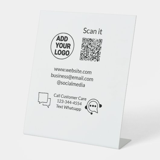 お客様の気に文字whatsapp Q Rコードビジネスに電話 台座サイン (正面)