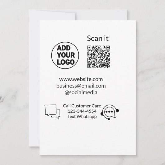 お客様の気に文字whatsapp Q Rコードビジネスに電話 招待状 (正面)