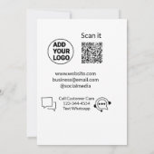 お客様の気に文字whatsapp Q Rコードビジネスに電話 招待状 (裏面)