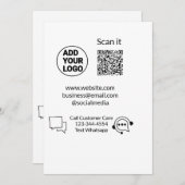 お客様の気に文字whatsapp Q Rコードビジネスに電話 招待状 (正面/裏面)
