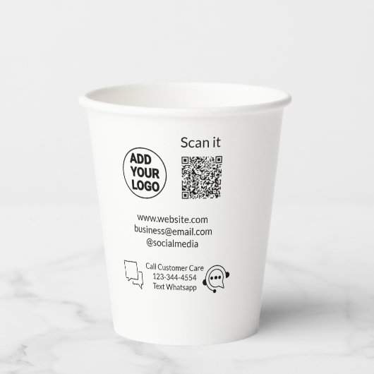 お客様の気に文字whatsapp Q Rコードビジネスに電話 紙コップ (正面)