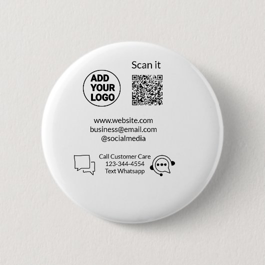 お客様の気に文字whatsapp Q Rコードビジネスに電話 缶バッジ (正面)