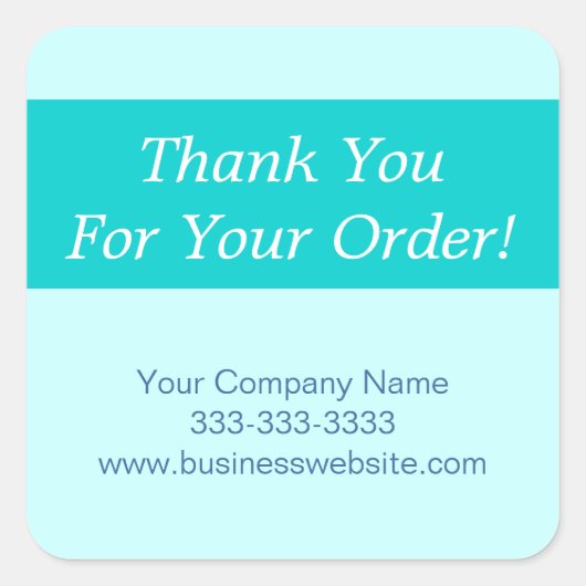 お客様の注文会社に対する感謝の気持ちを青く スクエアシール (正面)