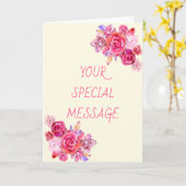 お客様の特別な文字メッセージカードとブーケバラ カード (黄色い花)