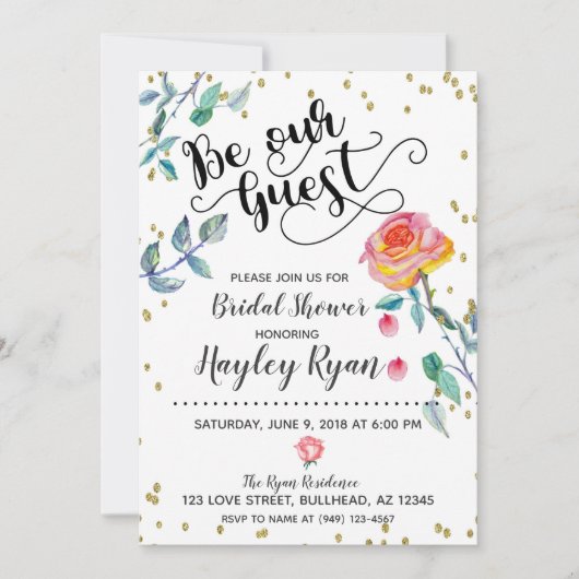 お客様の特別な日を彩るウェディングシャワー招待状 水彩画 招待状 (正面)