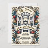 お客様の男性向け 大人のディナー エレガントな50歳の誕生日 招待状 (正面)