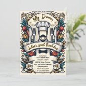 お客様の男性向け 大人のディナー エレガントな50歳の誕生日 招待状 (スタンド正面)