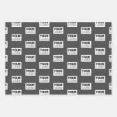 お客様の画像またはビジネス ロゴをタイル状に | グレー ラッピングペーパーシート (正面)