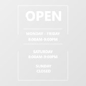 お客様の窓ガラス営業時間ステッカー, オーダーメイドの窓ガラス営業時間ステッカー ウィンドウサイン (シート)