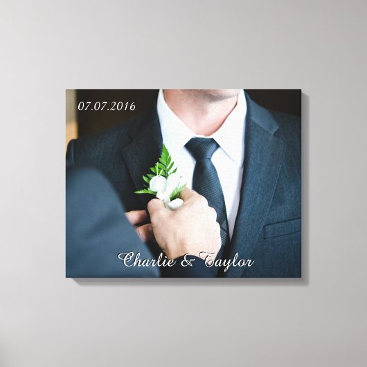 お客様の結婚写真のカスタム文字を包んだキャンバス キャンバスプリント (正面)