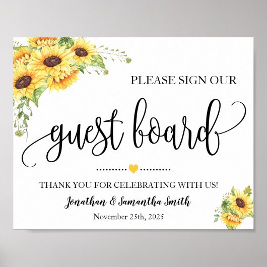 お客様の署名 ゲストボード ウェディングシャワー ひまわり サイン (正面)