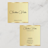 お客様の習字スクリプトフェイク金ゴールドテンプレート スクエア名刺 (正面/裏面)