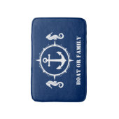 お客様の船名または姓名シーホースいかりネービーブルー バスマット (正面縦)