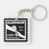 お客様の記念日ロマンチックなカップルが手を握って キーホルダー (裏面)