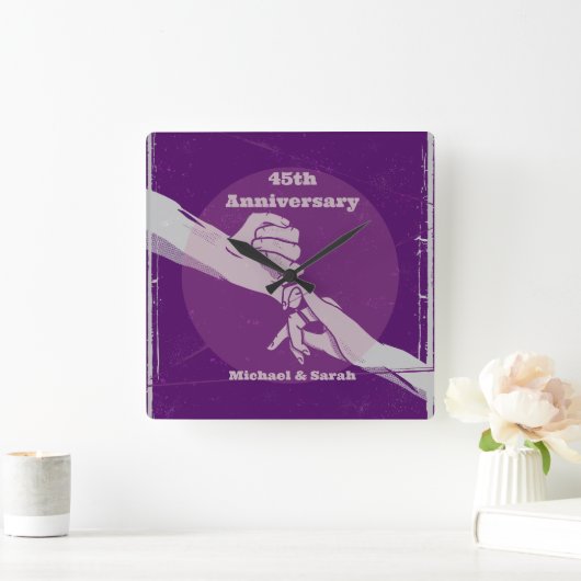 お客様の記念日ロマンチックなカップルが手を握って スクエア壁時計 (ホーム)