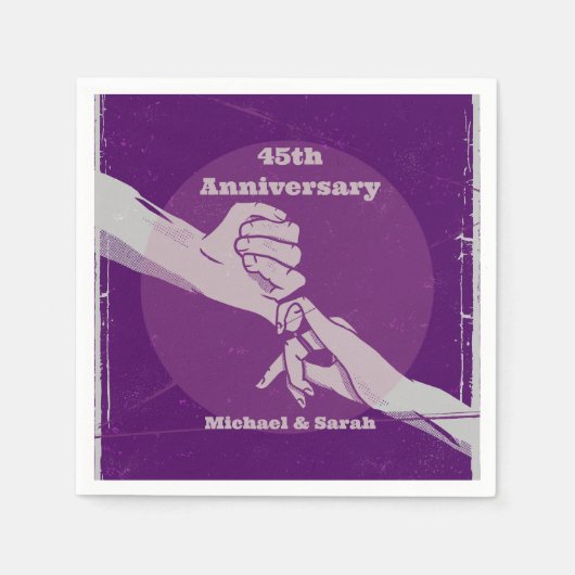 お客様の記念日ロマンチックなカップルが手を握って スタンダードカクテルナプキン (正面)