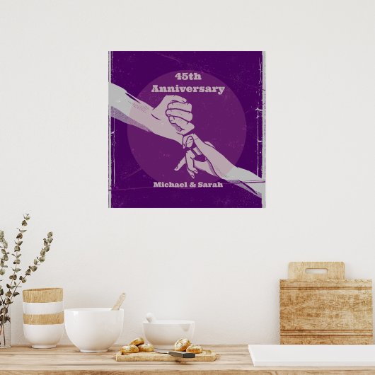 お客様の記念日ロマンチックなカップルが手を握って ポスター (キッチン)