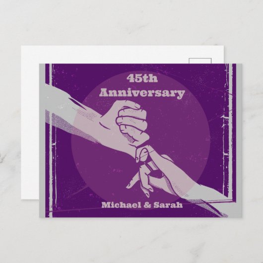 お客様の記念日ロマンチックなカップルが手を握って ポストカード (正面/裏面)