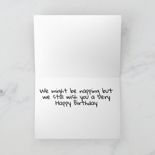 お客様の誕生日でWE昼寝中に希望を送信 カード (内部)