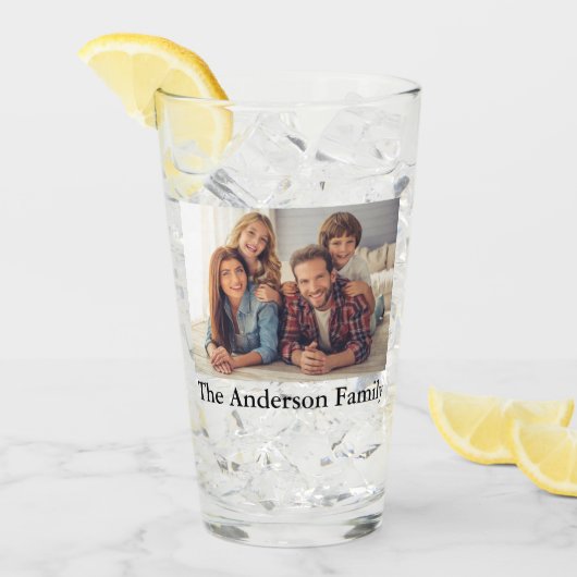 お客様の2枚の写真と名前のカスタム タンブラーグラス (アイス正面)
