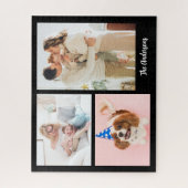 お客様の3家族の写真と名前（黒） ジグソーパズル (縦)