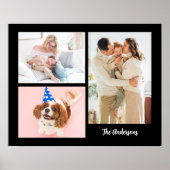 お客様の3家族の写真と名前(黒) ポスター (正面)