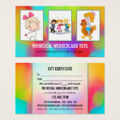 お客様の3枚の写真おもちゃ店ギフト名刺 (正面&裏面)