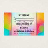 お客様の3枚の写真おもちゃ店ギフト名刺 (裏面)